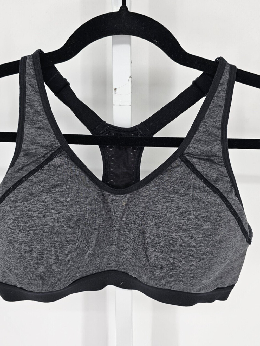 DSG Womens Sz S Lightly Padded Racerback Sports Bra Gray Black